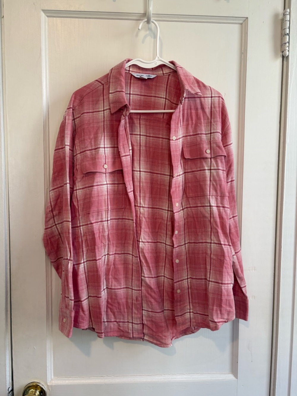 Old Navy Pink Plaid Boyfriend Shirt